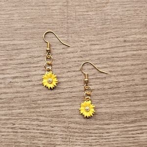 Pigness & Company Golden Sunflower Drop Earrings